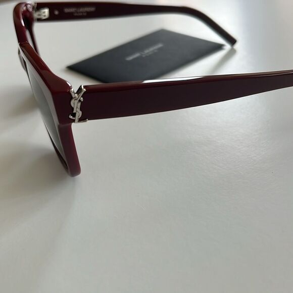 Saint Laurent Paris burgundy and gray square sunglasses main image 4